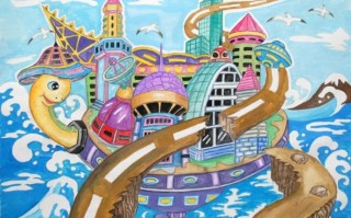小学生科技绘画作品 绝美素材~海底科创 未来城市 小学科技创新作品~绘画一等奖获奖作品